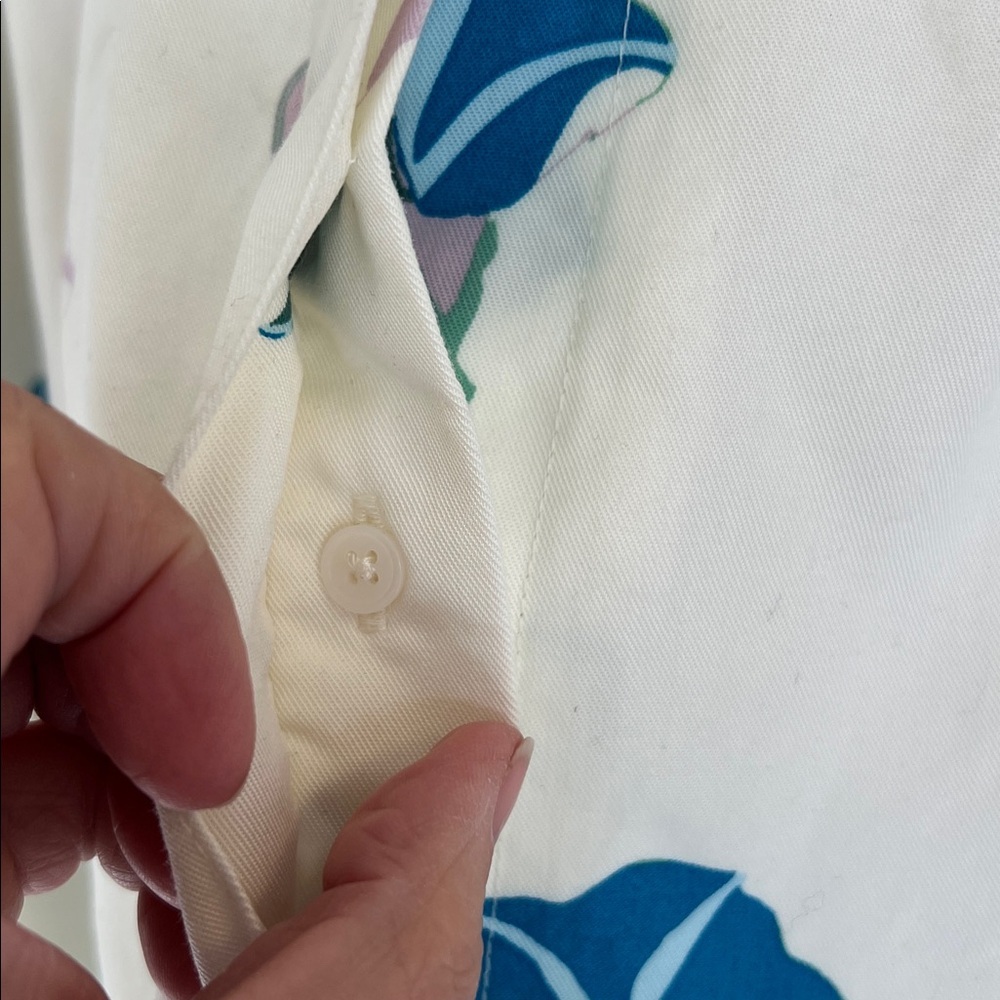 LOFT Cream Skirt with Blue and Pink Floral Pattern Sz M - Picture 4 of 7